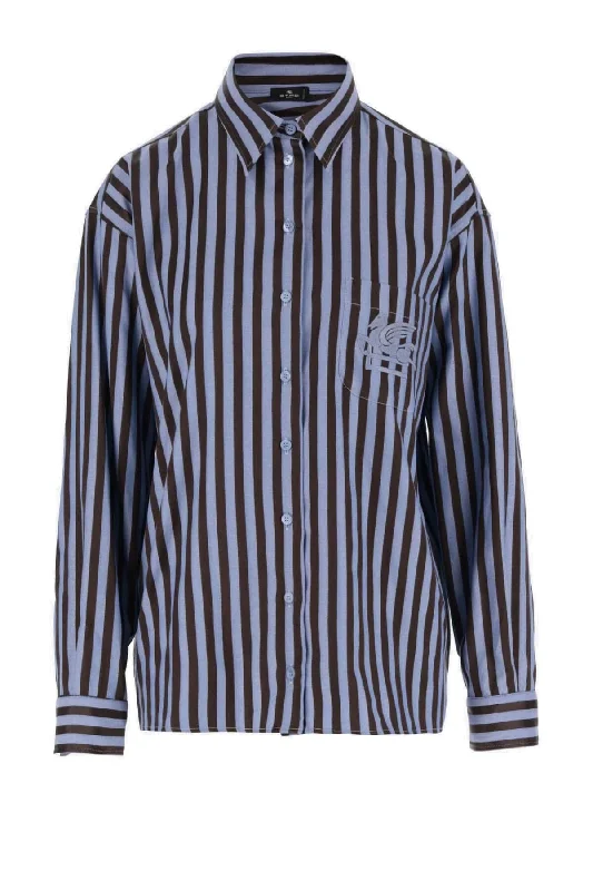 Deal of the Day Etro Striped Cotton Shirt - Blue Multi