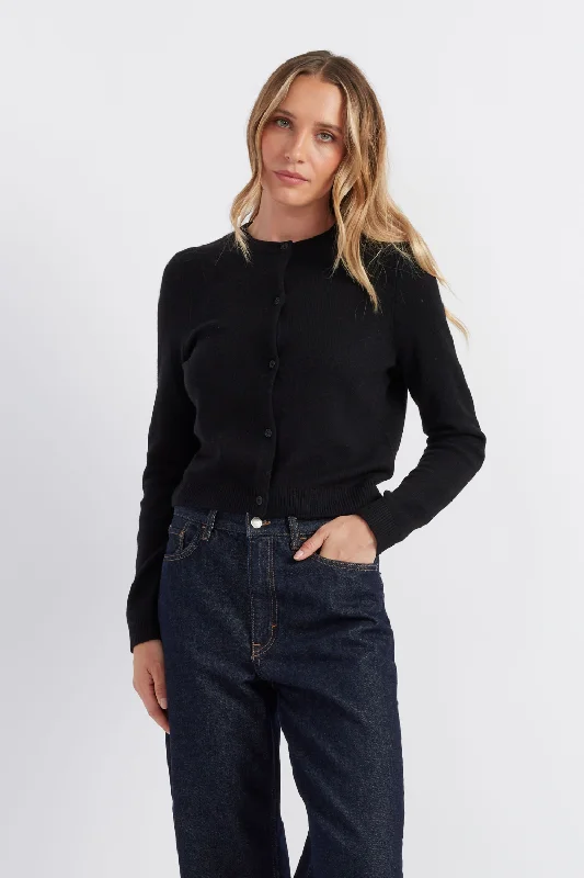 Pay Less Black Cloud Cashmere Cropped Cardigan