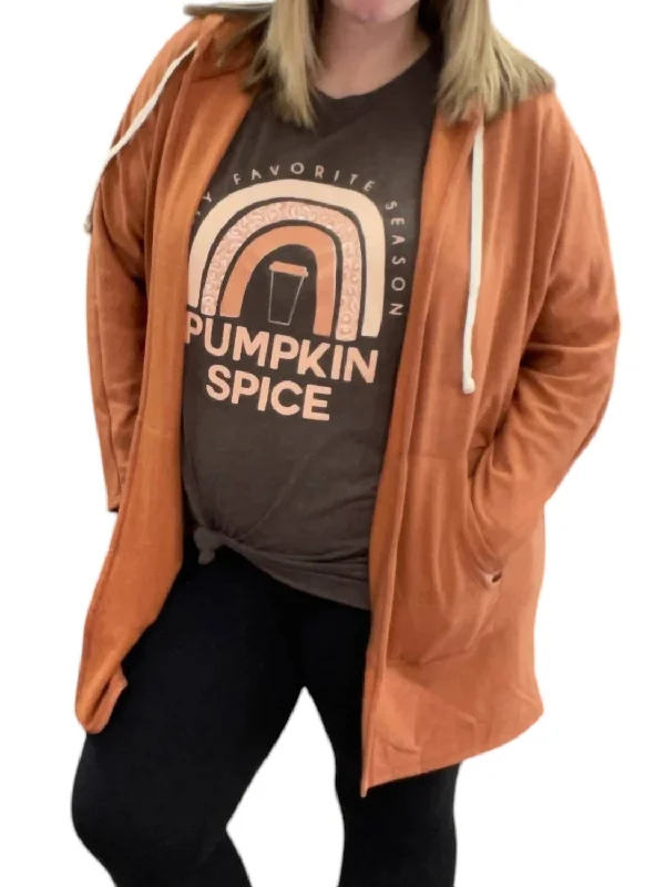 Final Markdown Hooded Cardigan In Rust