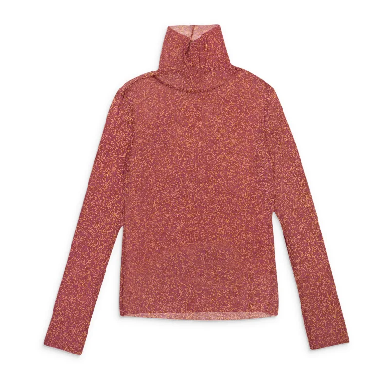 Weekend Specials to Relish CALLIPYGIAN PRINTED MESH TURTLENECK MULTICOLOR SWEATER