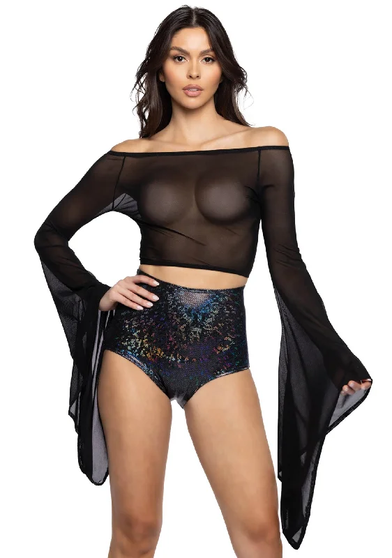 Limited Offer Nomadic Nirvana Black Mesh Gypsy Sleeve Top