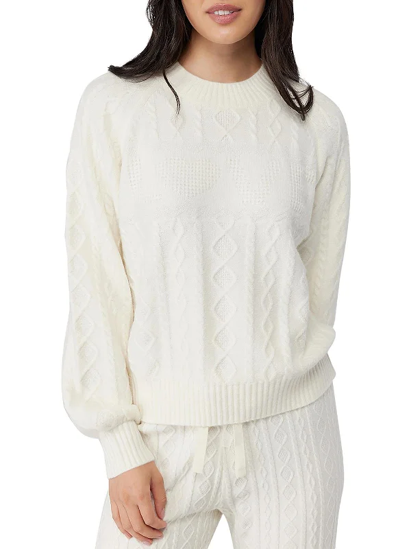 Blowout Deals Womens Ribbed Trim  Cable Knit Pullover Sweater