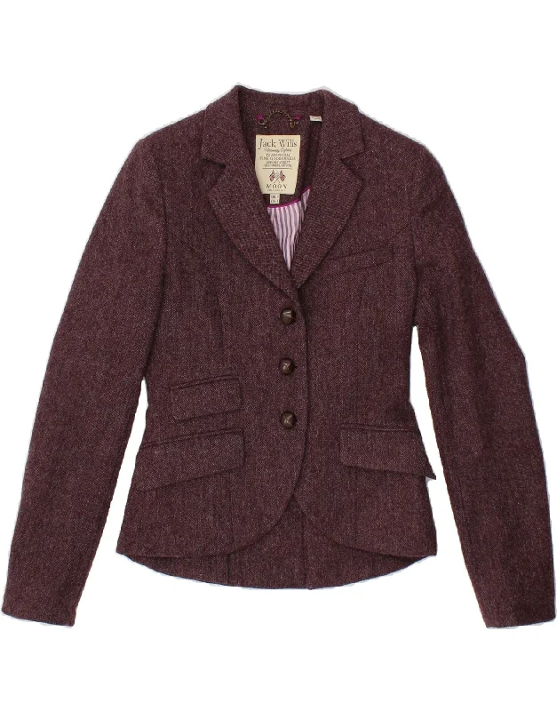 Massive Deals JACK WILLS Womens 3 Button Blazer Jacket UK 8 Small Maroon Wool