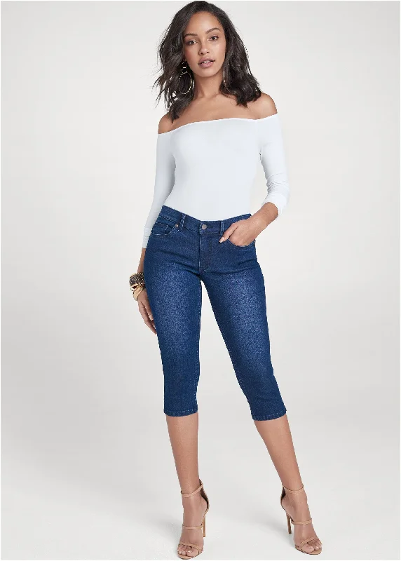 Flash Deals Cindy Capri Jeans - Dark Wash