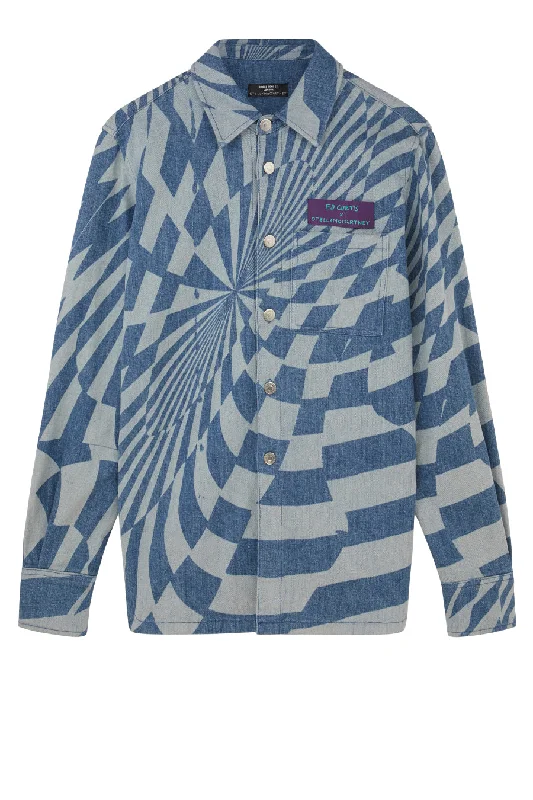 Price Slash Stella McCartney x Ed Curtis Optical Laser Denim Shirt - Vintage Blue