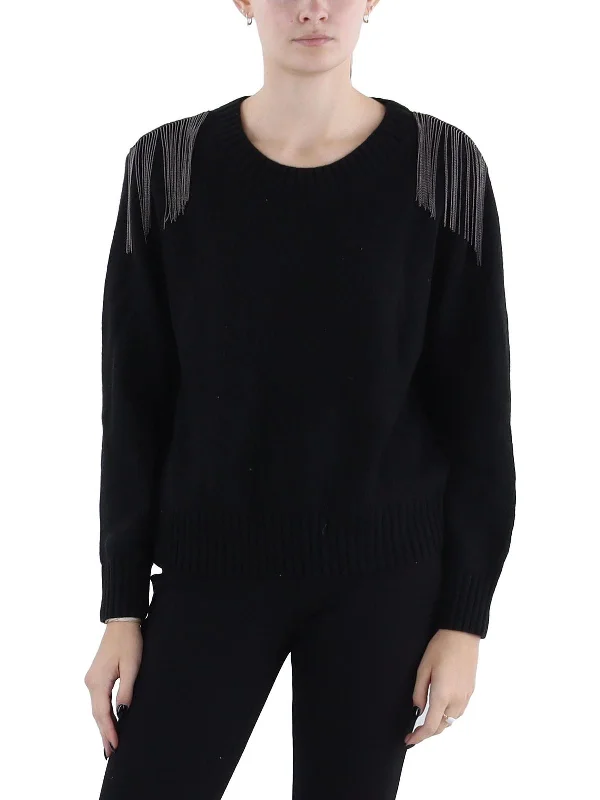 Weekend Specials to Delight Sympatico Womens Fringe Crewneck Pullover Sweater