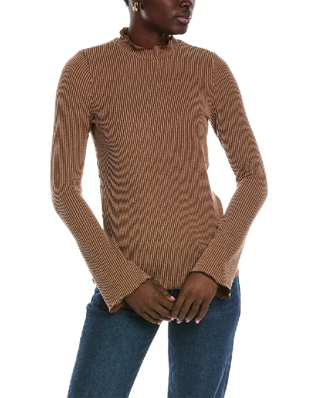 Unwind with Weekend Discounts Brook + Lynn Squiggle Rib Mock Neck Top