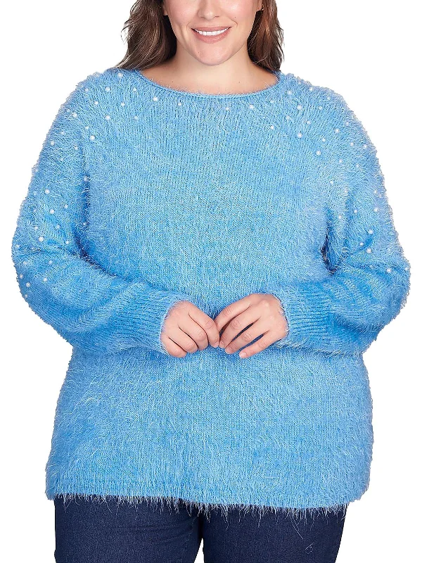 Weekend Bargains to Cherish Womens Eyelash Embellished Pullover Sweater