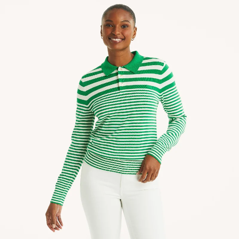 Clearance Items Nautica Womens Striped Polo Sweater