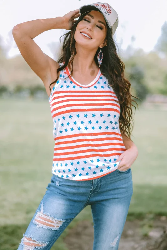 Value Deals Stars and Stripes Round Neck Tank