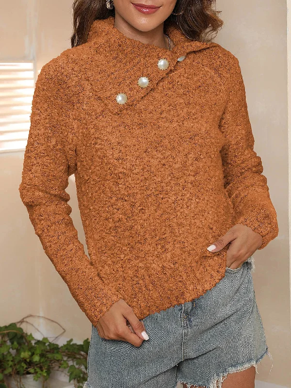 Can't Be Beat Asymmetric Collared Neck Long Sleeve Sweater