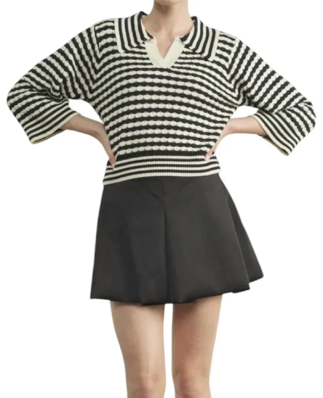 Low Prices Jacquard Stripe Sweater In Black/white