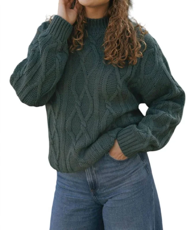 Major Savings Crew Cable Sweater In Green