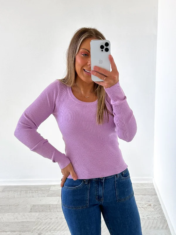 Special Discount Selma Long Sleeve Knit Top - Lilac
