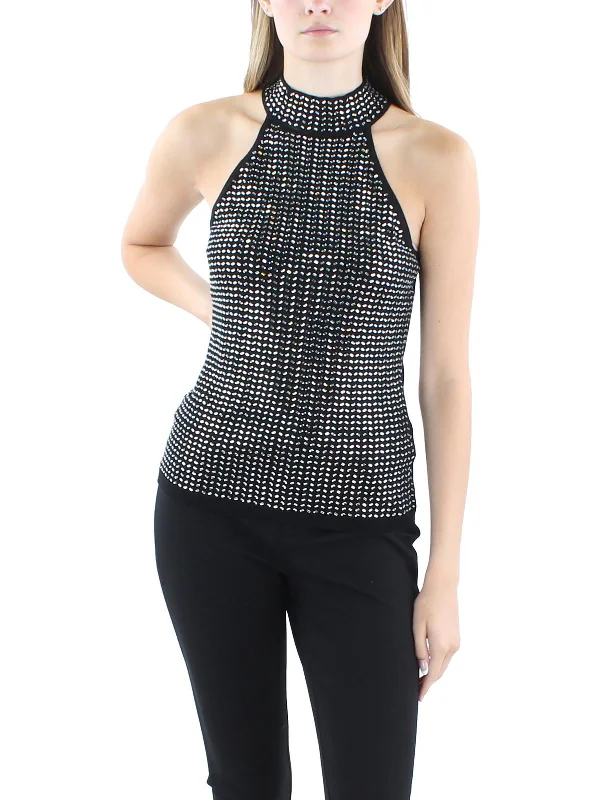 Steals and Deals Celeste Womens Halter Embellished Tank Top Sweater
