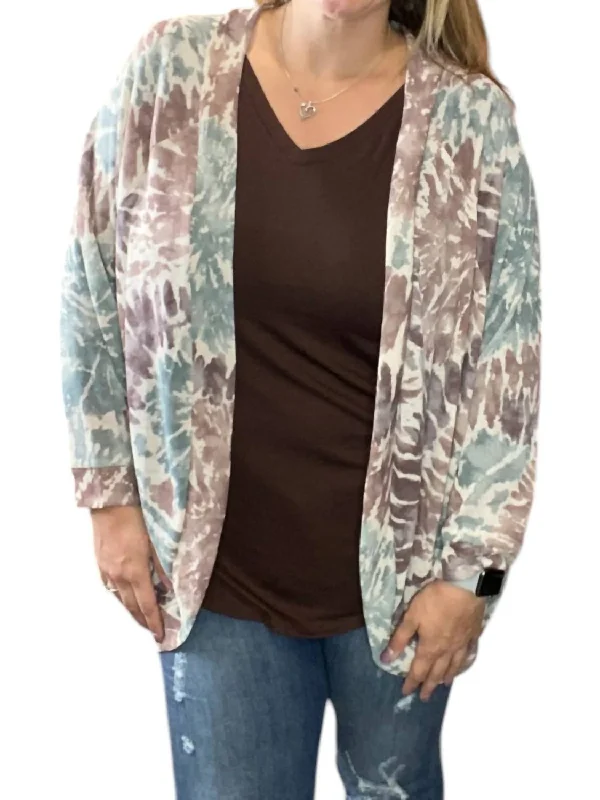 Price Smash Tie Dye Dolman Cardigan In Mauve