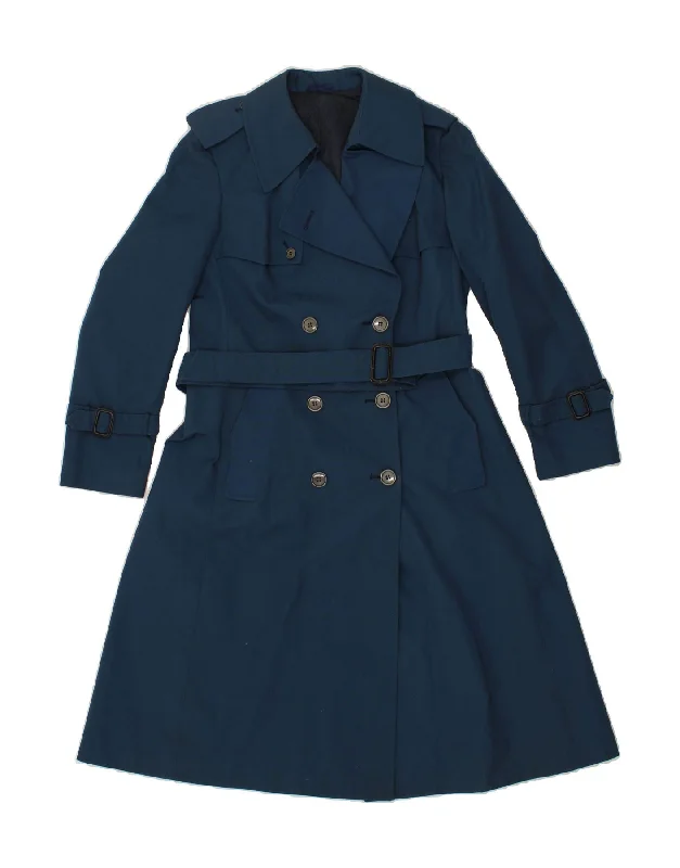 Limited Availability VINTAGE Womens Trench Coat UK 14 Medium Blue