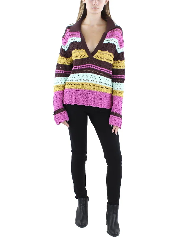 Reduced Prices Womens Knit Collared Pullover Sweater