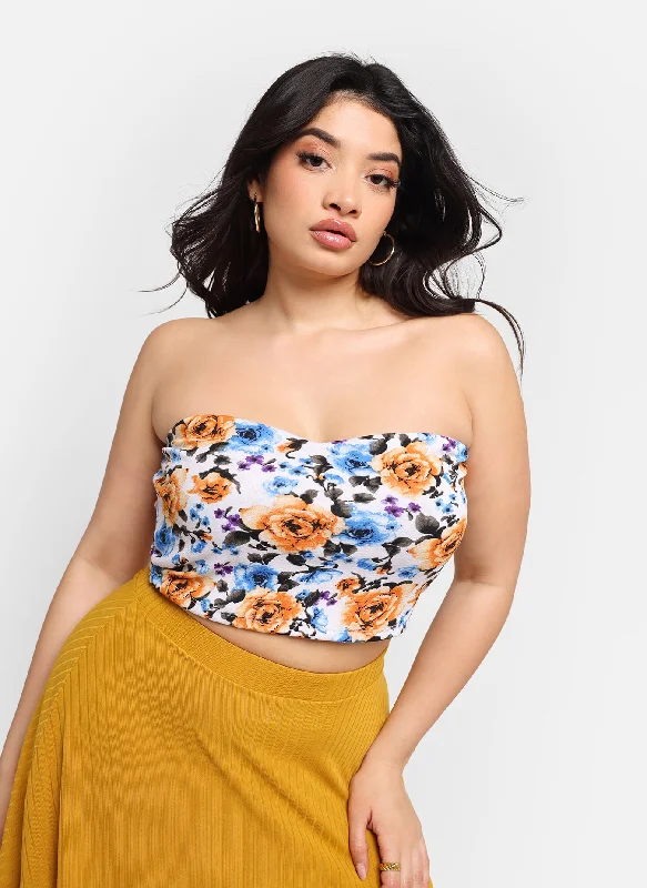 Special Discount Molly Floral Sweetheart Crop Top