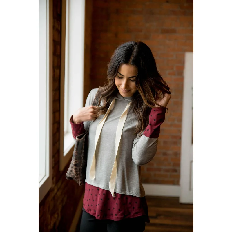 Deal Dash Polka Dot Tipped Hoodie