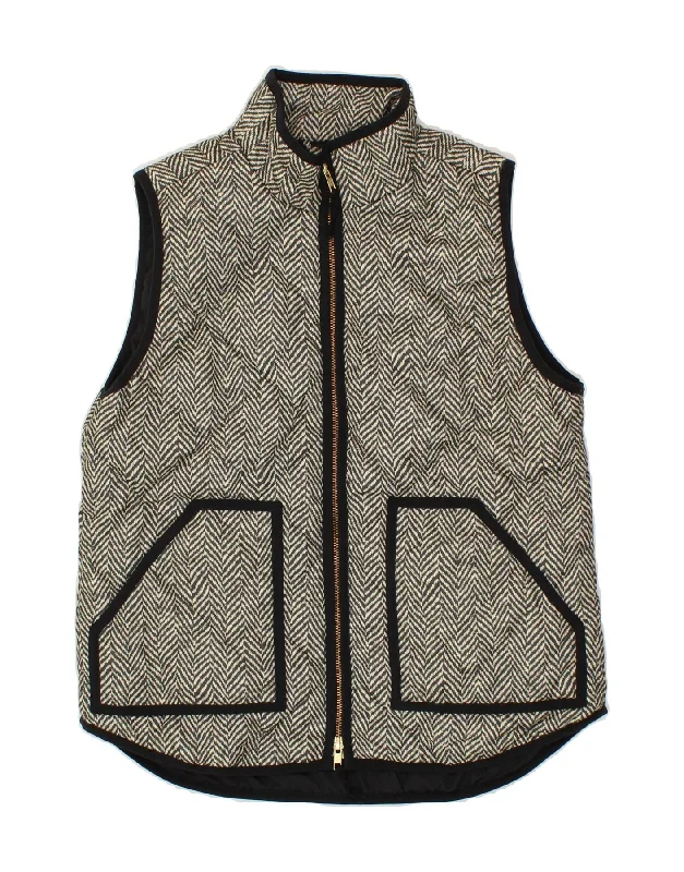 Act Now J. CREW Womens Quilted Gilet UK 10 Small Grey Herringbone Polyester