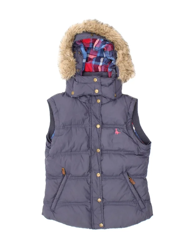 Overstock JACK WILLS Womens Hooded Padded Gilet UK 8 Small Navy Blue Polyester