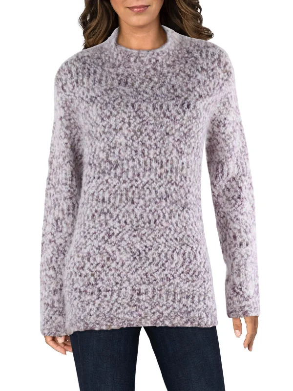 Midnight Madness Womens Marled Mock Neck Pullover Sweater