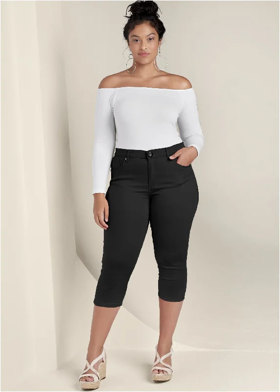 Weekend Offers That Please Cindy Capri Jeans - Black