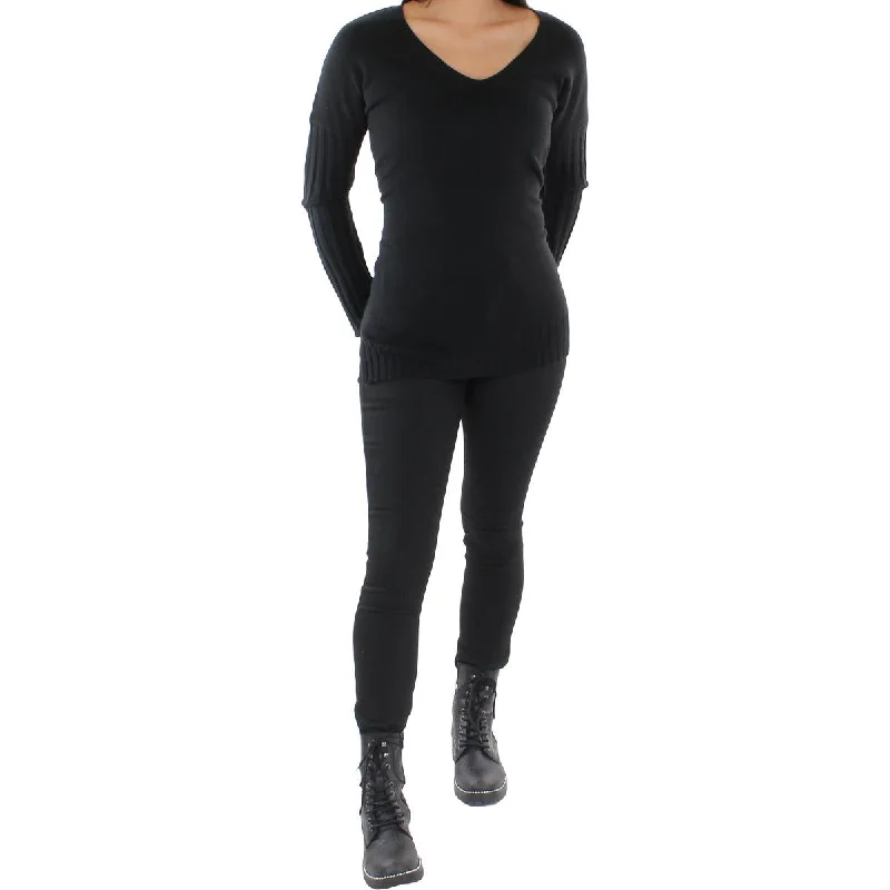 Extra Savings Womens Ribbed Trim V Neck Pullover Sweater