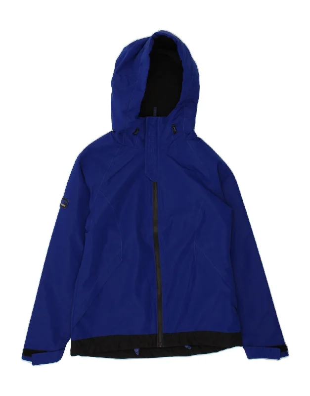 Weekend Discounts to Delight SUPERDRY Womens Windcheater Hooded Windbreaker Jacket UK 10 Small  Blue