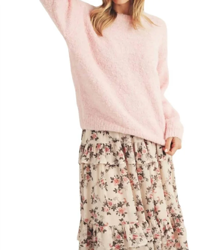 Daily Deals Fuzzy Sweater In Pink