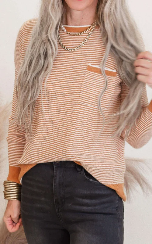 Savings Galore Marigold Waffle Textured Long Sleeve Sweater Top