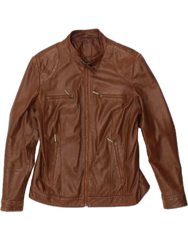 Super Deal VINTAGE Womens Leather Jacket UK 16 Large  Brown