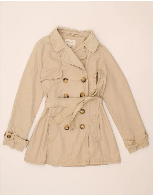 Crazy Deals MONSOON Womens Trench Coat UK 12 Medium Beige Cotton