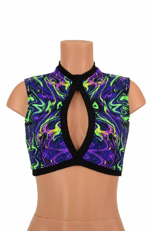 Closeout Deal Sleeveless Keyhole Top in Neon Melt