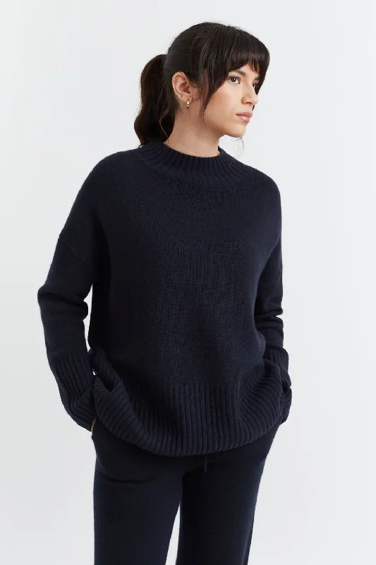 TIME-Limited Offer Navy Cashmere Comfort Sweater