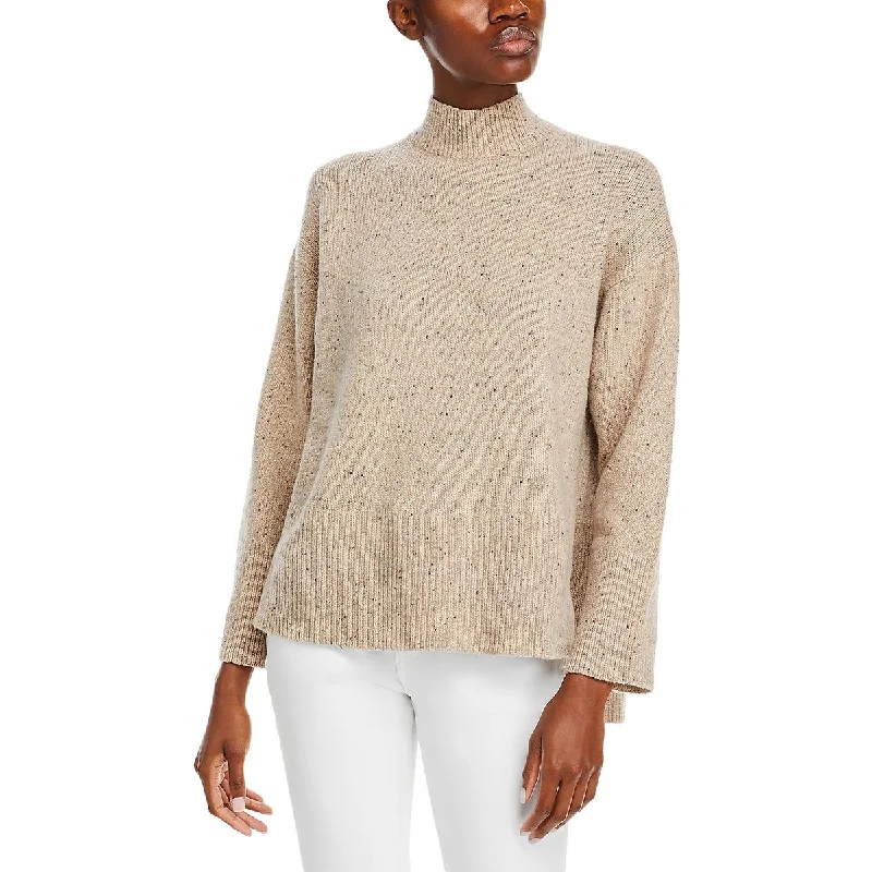 Price Rollback Womens Drop Shoulder Ribbed Funnel-Neck Sweater