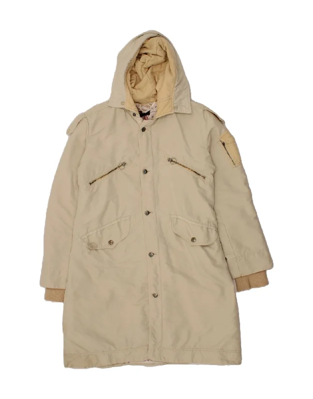 Don't Wait DIESEL Womens Hooded Windbreaker Coat UK 16 Large Beige Nylon