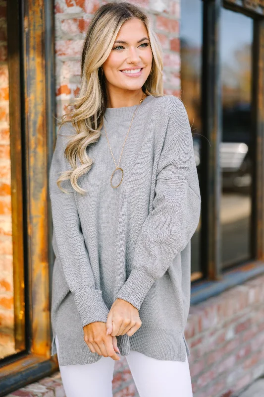 Deal Zone Perfectly You Gray Mock Neck Sweater