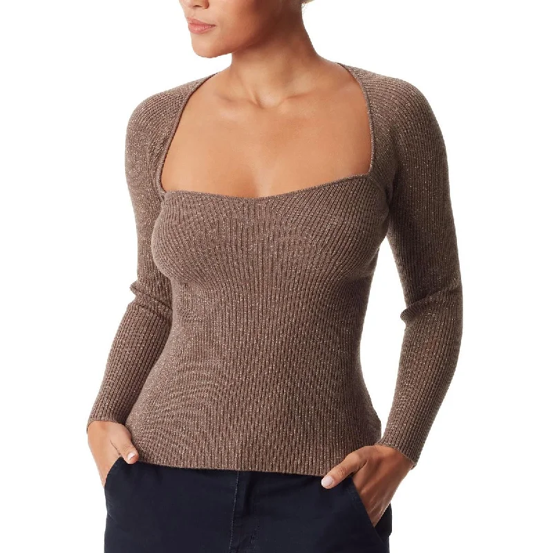 Reduced Prices Skye Womens Ribbed Knit Metallic Pullover Sweater