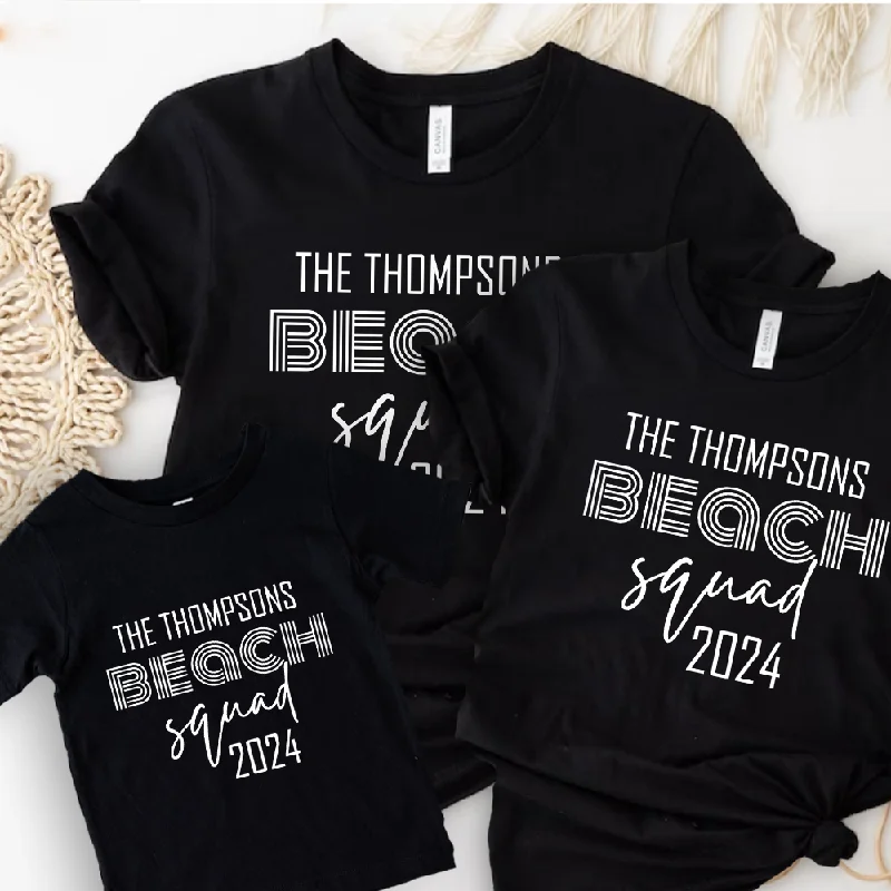 Deep Discounts Island Vibes- Beach Squad 2024 Family Personalised Black T-Shirts
