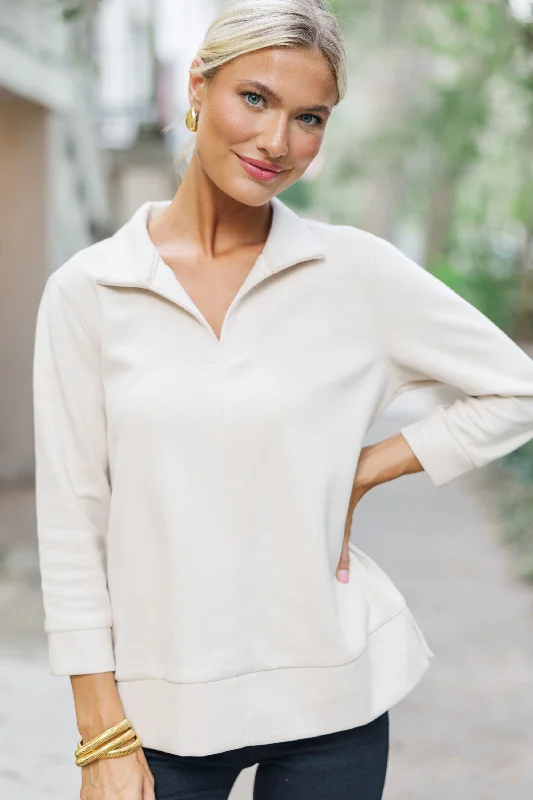 Daily Deals Never Forget Oatmeal Suede Blouse