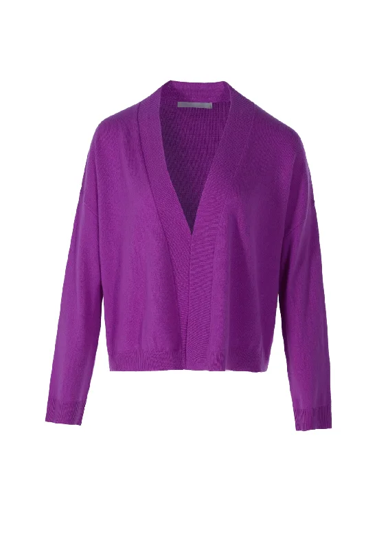 Act Now Rodney Open Cashmere Cardi - Magenta