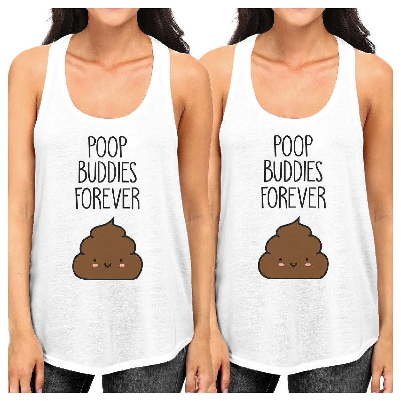 Midnight Madness Poop Buddies BFF Matching White Tank Tops