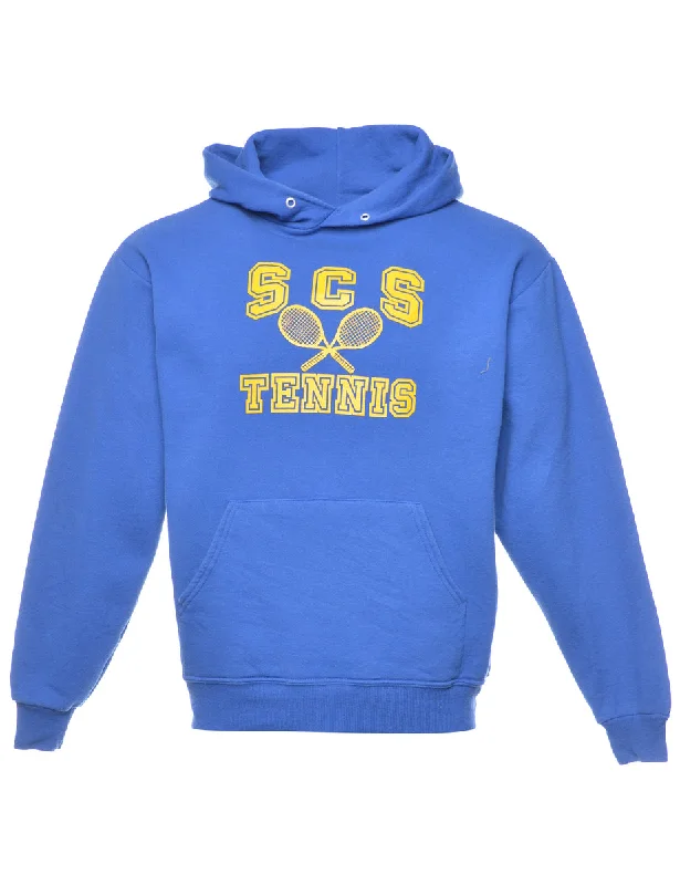 Make Your Weekend Count with Savings Blue Tennis Printed Hoodie - M