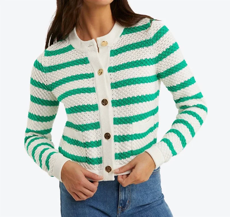 Weekend Savings Bonanza Rita Crewneck Cardigan In Magnolia White