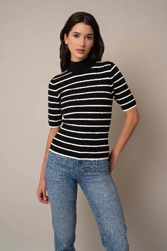 Deal of the Week Mock Neck Striped Pullover