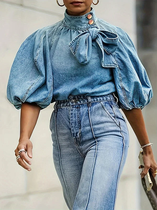 Weekend Savings Extravaganza Tied Denim Top