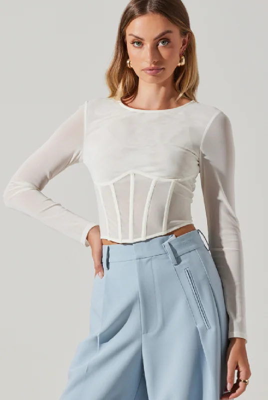 Super Deal Kezia Mesh Sheer Long Sleeve Top by ASTR the Label