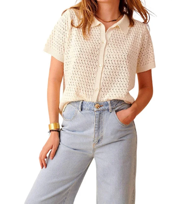 Stock Up Silas Knit Polo In Ivory